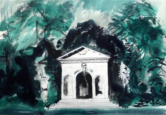 § John Piper (1903-1992) The Temple of Venus at Stowe 13.75 x 19.5in.